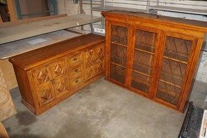 Vintage Oak China Hutch Cabinet