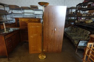 Upright Storage Cabinets and Floor Lamp