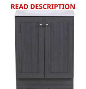 $139 Designers Image  Winston 24-12W x 18-58D Phantom Vanity and White Cultured Marble Vanity Top with Oval Integrated Bowl
