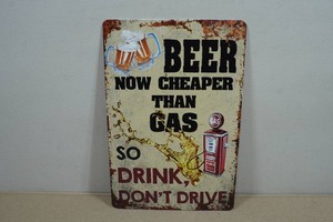 Vintage Style Metal Sign - Beer Now Cheaper Than Gas