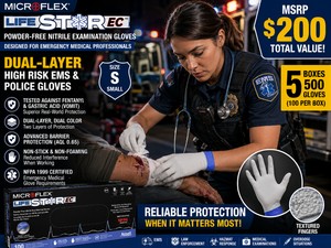 MSRP $200  5 Boxes NEW Ansell Microflex Life Star EC Powder-Free Nitrile Gloves S - Designed for Emergency Medical Professional - Dual-Layer High Risk EMS Police Gloves Tested against Fentanylgastric acid, advanced protection ensured