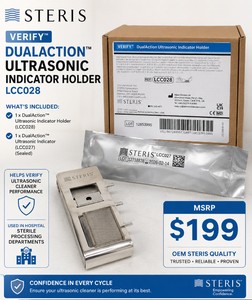 MSRP $199 NEW STERIS VERIFY DUALACTION ULTRASONIC INDICATOR HOLDER REF LCC028, STAINLESS STEEL TEST HOLDER FOR ULTRASONIC CLEANER PERFORMANCE MONITORING, SPD, CSSD, HOSPITAL, DENTAL &amp SURGICAL STERILIZATION DEPARTMENTS