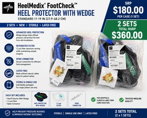 MSRP $360 NEW LOT OF 2 MEDLINE HEELMEDIX FOOTCHECK HEEL PROTECTORS WITH WEDGE, STANDARD 11-19, PRESSURE REDISTRIBUTION &amp HEEL OFF-LOADING BOOTS FOR PRESSURE INJURY PREVENTION, HOSPITAL &amp LONG-TERM CARE