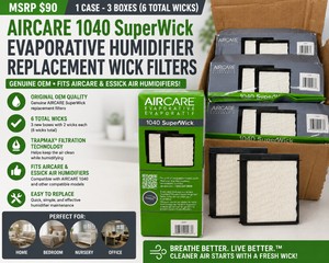 MSRP $90 1 CASE AIRCARE 1040 SuperWick Evaporative Humidifier Replacement Wick Filters - 3 New Boxes (6 Total Wicks) Genuine OEM Fits AIRCARE &amp Essick Air Humidifiers - Boxes Have Wear