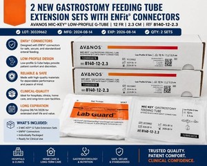 MSRP $400 NEW LOT OF 2 AVANOS MIC-KEY LOW-PROFILE G-TUBE FEEDING TUBES, 12 FR X 2.3 CM, ENFIT CONNECTORS, REF 8140-12-2.3, GASTROSTOMY ENTERAL FEEDING DEVICE, EXP 082026
