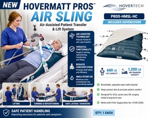 NEW HOVERMATT PROS AIR SLING PROS-HMSL-HC WITH HOVERCOVER, AIR-ASSISTED PATIENT TRANSFER &amp LIFT SYSTEM, 600 LB LIFT  1,200 LB AIR-TRANSFER CAPACITY, SINGLE-PATIENT USE FOR HOSPITALS, ICU, SURGERY, ER &amp REHAB