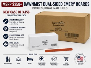 MSRP $250 NEW CASE OF 3,456 DAWNMIST DUAL-SIDED EMERY BOARDS, PROFESSIONAL NAIL FILES, 24 BOXES OF 144 EACH, PERFECT FOR NAIL SALONS, SPAS, HOTELS, GUEST AMENITIES, HEALTHCARE FACILITIES, MANICURES, PEDICURES &amp BULK RESALE
