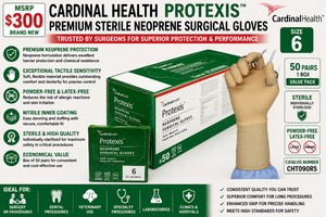 MSRP $300 NEW CARDINAL HEALTH PROTEXIS SIZE 6 PREMIUM STERILE NEOPRENE SURGICAL GLOVES, 50 PAIRS, POWDERLATEX-FREE, NITRILE INNER COATING, EXCEPTIONAL TACTILE SENSITIVITY, TRUSTED BY SURGEONS FOR OR, DENTAL, VETERINARY &amp SPECIALTY PROCEDURES
