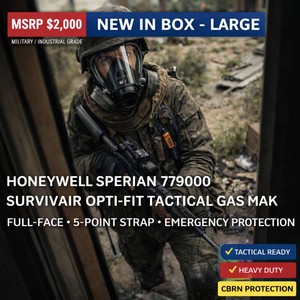 WOW MSRP $2000 NEW In Box Honeywell Sperian 779000 Survivair Opti-Fit Tactical Full Emergency Protection Gas Mask with 5-Point Strap -Large -Serious Protection from certain chemical, biological, radiological &amp nuclear agents