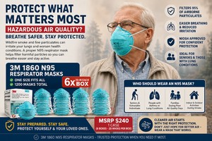 MSRP $240 1 Case (6 Boxes20 Masks Per Box) 3M 1860 N95 Respirator Masks, NIOSH Approved, Jobsite Dust Protection, Construction Lawn Care Shop Use, Fluid Resistant ASTM Level 2, Megastrong Cup Design, One Size Fits All, 1200 Masks