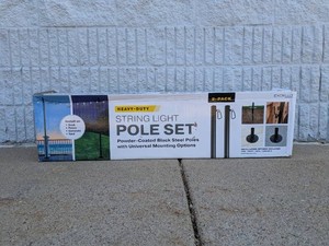 NEW HEAVY-DUTY STRING LIGHT POLE SET 2PK