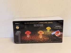 GLASS MUSHROOM LANDSCAPE LIGHTS SOLAR RECHARGEABLE