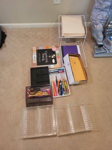 Assorted Office & Craft Supply Organizer Lot Acrylic Sorters File Rack