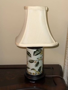 Ceramic Bird & Leaf Accent Table Lamp With Shade Approx 14in