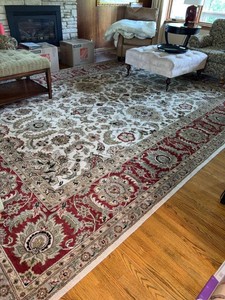 Persian Style Floral Agra Design Area Rug Ivory Red Large Wool Living Room Carpet 10x13