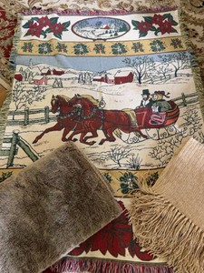 Lot of Assorted Home Blankets RH Faux Fur Chenille Holiday Throw