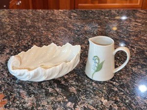 Lenox Shell Dish & Creative Co-Op Lily of the Valley Creamer Set