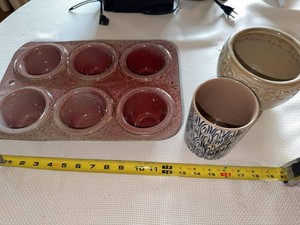 Lot of Assorted Ceramic Planters & Stoneware Muffin Baking Pan