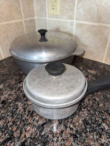 Vintage Mirro Aluminum Saucepan & Steamer Pot Set With Lids