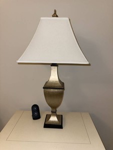 Urn Form Table Lamp Antique Brass Finish With Tapered Shade