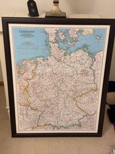 National Geographic Germany Framed Map Wall Art 1990 25.5 x 32