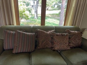 Set of 5 Decorative Throw Pillows Striped & Paisley Tassel Trim
