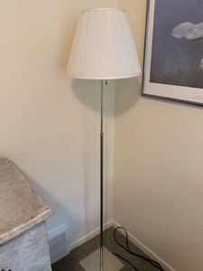 Modern Brushed Nickel Floor Lamp With Pleated Fabric Shade