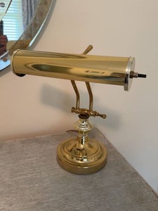 Vintage Brass Adjustable Piano Desk Lamp with Cylindrical Shade