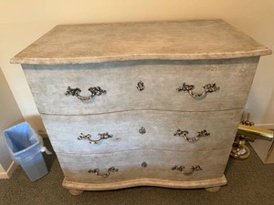 Serpentine 3-Drawer Silver Painted Dresser Chest 36 x 20 x 33