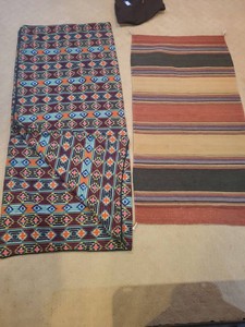 Southwestern Fleece Blanket & Woven Accent Rug Textile Set