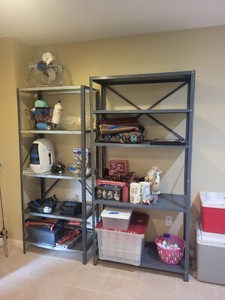 Pair of Gray 5-Tier Metal Storage Shelving Units Garage Pantry Shelves