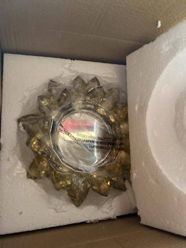 Amber Sunburst Glass Decorative Dishes Set of 1 Boxed Faceted Decor