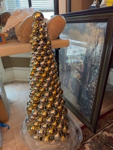 Large Metallic Ornament Ball Cone Christmas Tree Holiday Decor