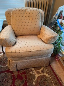 Berne Furniture Custom Built Upholstered Armchair Fleur De Lis