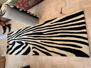 Zebra Print Area Rug Runner Black Ivory Animal Pattern Carpet