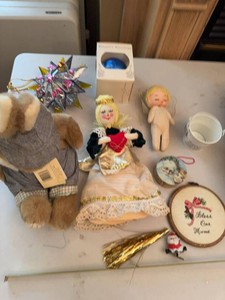Lot of Vintage Christmas Ornaments Decor Plush Bunny Handmade Angels