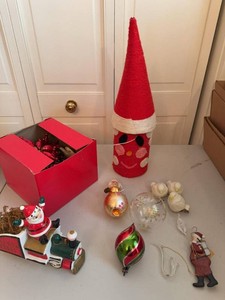 Vintage Christmas Decor Lot Glass Ornaments Santa Birds Mixed Holiday