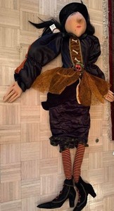 Candy Corn Lane Halloween Witch Figure Black Orange Shelf Sitter Decor