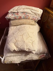 Vintage Handmade Crochet Bedspread Afghan Quilt Linen Lot