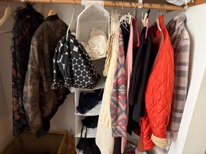 Box Lot of Womens Clothing Jackets Sweaters Scarves Mixed Styles