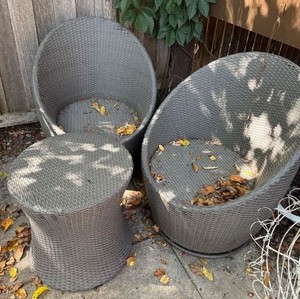 3-Piece Gray Resin Wicker Outdoor Patio Chair & Side Table Set