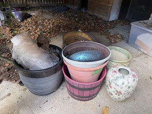 Lot of Assorted Garden Planters Decorative Pottery Outdoor Pots