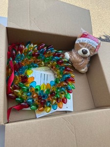 Hammacher Schlemmer Christmas Light Wreath with Plush Teddy Bear