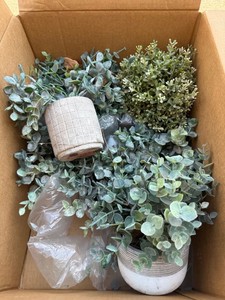 Lot of Assorted Faux Potted Greenery Eucalyptus Decor Arrangements