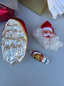 Vintage Christmas Santa Ornaments & Decoration Lot Glass Figural