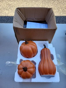 Set of 3 LED Pumpkin Gourd Halloween Table Decor Orange