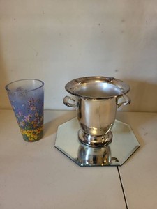 Assorted Decorative Home Accent Lot Ice Bucket Vase Mirrored Tray