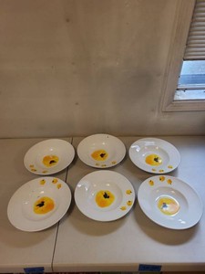 ANA Trattoria Yellow Pepper Rimmed Soup Pasta Plates Set of 6