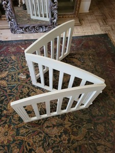 White Painted Wood Tri-Fold Slatted Folding Screen Divider