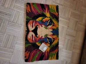 Abbott Collection Lion Face Coir Door Mat Multicolor Made in India